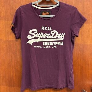Superdry Plum Purple Logo Tee T-shirt Streetwear Cotton size M